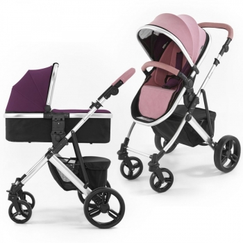 Коляска 2 в 1 Tutti Bambini Riviera — Silver/Pink/Plum