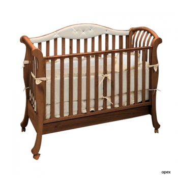 Детская кроватка Bambolina Divina Glamour Cristallo 125x65 — орех