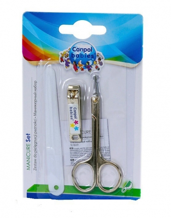Маникюрный набор Canpol ножницы, щипчики, пилочка арт. 9/809, 0+ мес. — белый