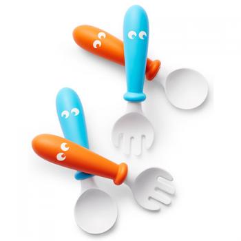 Комплект из 2-х ложек и 2-х вилок BabyBjorn — Оранжевый - Бирюзовый