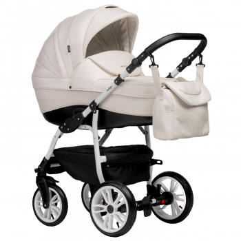 Коляска 3 в 1 Indigo INDIGO Special+F — белая кожа