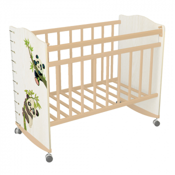 Детская кроватка ВДК "Морозко" (колесо-качалка) — бежевый-сл.кость Панды