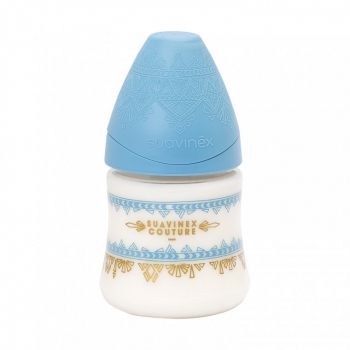 Бутылка Suavinex "Haute Couture NEW" от 0+ 150мл  с силиконовой круглой соской — голубой