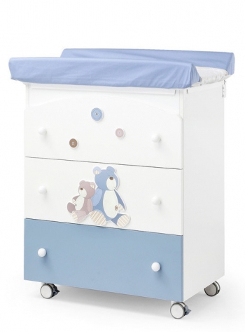 Пеленальный комод с ванночкой Erbesi Lilo Gio — белый-голубой