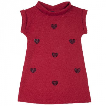Платье Chicco, принт Сердца, короткий рукав, цвет красный (ошибка)