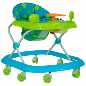 Ходунки Farfello арт.5020 — голубой/салатовый, принт круги