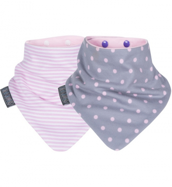 Комплект из 2-х нагрудников Cheeky Chompers — розовый горошек/розовые полоски