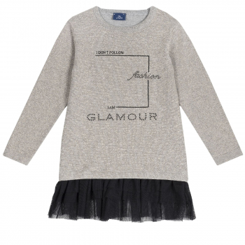 Платье Chicco, принт Гламур, длинный рукав, цвет серый — Серый, р.92