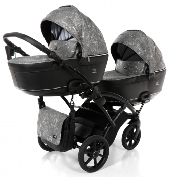 Коляска для двойни 2 в 1 TAKO CORONA DUO slim — TC-03 DUO slim черный/узор серебро
