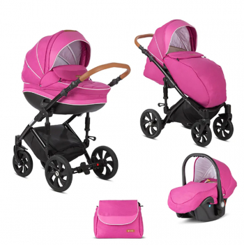 Коляска 3 в 1 Tutis Cappi — Фуксия+кожа Фуксия