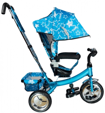 Велосипед детский трехколёсный Farfello TSTX6588 — голубой со звёздами