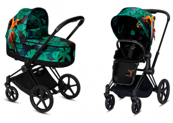 Коляска 2 в 1 Cybex Priam III Birds of Paradise — Matt Black