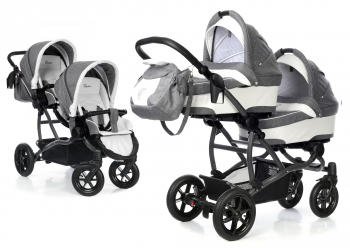 Коляска для двойни 2 в 1 Esspero Duetto (шасси Graphite) — Denim