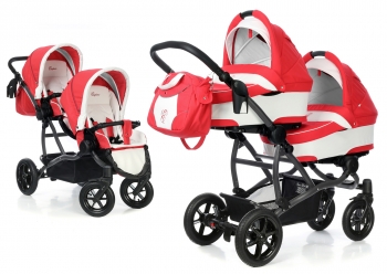 Коляска для двойни 3 в 1 Esspero Duetto (шасси Graphite) — Red Lux