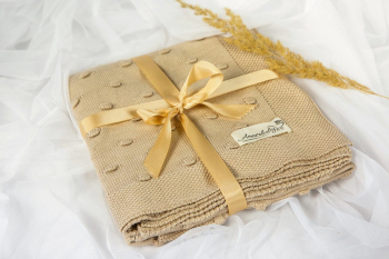 Плед вязаный Amarobaby 105х75 Шишечки — бежевый