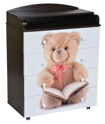Пеленальный комод КЕДР Victoria 804 МДФ Teddy — Венге/Белый