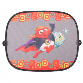 Шторка - экран на боковое окно Autoprofi "Смешарики", 44х36см, 2 шт. — чёрн./тём.серый с Пином