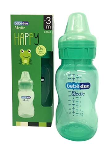 Бутылочка для кормления Bebe Due Medic серия HAPPY, 330 мл.