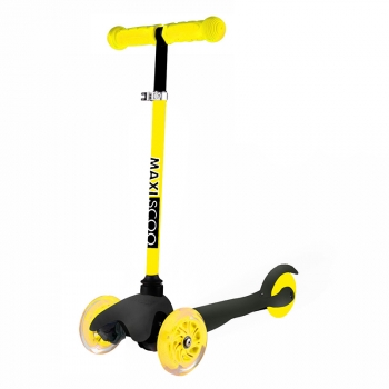 Самокат Maxiscoo Baby трехколесный со светящимися колесами — Черный