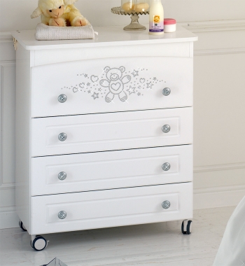 Комод пеленальный с ванночкой Baby Expert Diamante — белый