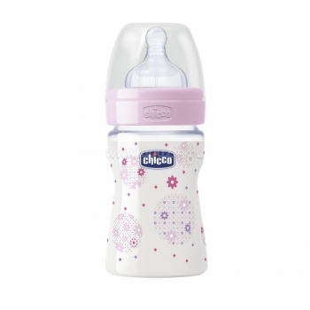 Бутылочка Chicco Well-Being Girl 0 мес.+, сил. соска, норм. поток, РР, 150 мл 310205004