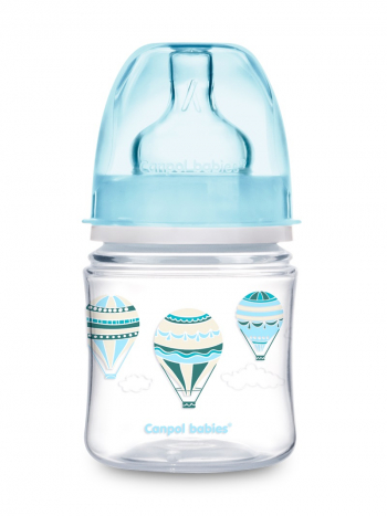 Бутылочка Canpol In the clouds, PP, EasyStart, с шир. горлышком, антиколик., арт. 35/224, 120 мл, 0м — голубой