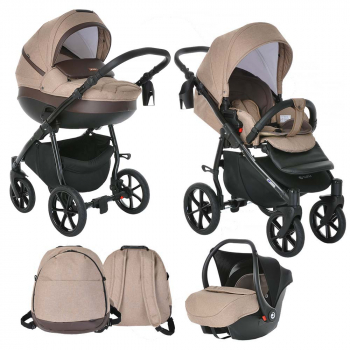 Коляска 3 в 1 Tutis Nanni (2021) — Капучино+Кожа Тем.Коричневый