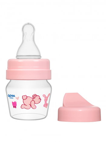 Мини-Набор Бутылочка + Поильник WeeBaby с рождения, 30 мл — Розовый