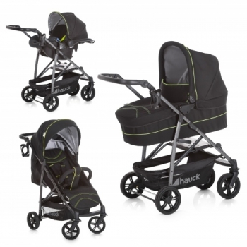Коляска 3 в 1 Hauck Rapid 4S Plus Trioset — caviar/neon yellow