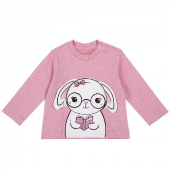 Лонгслив Chicco принт Зайка, для девочек, цвет розовый (ошибка)