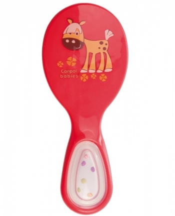 Щетка с погремушкой и гребнем Canpol арт. 56/156, 0+ мес. — красный