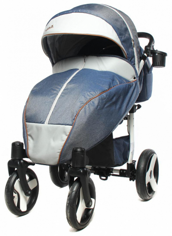 Прогулочная коляска Lepre Rally с сумкой для мамы — 08 Джинс+eco white