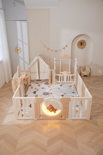 Манеж UNIX Kids DeLuxe House&Storage 180 x 200 см — Camel