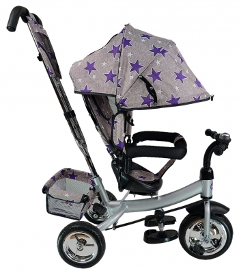 Велосипед детский трехколёсный Farfello TSTX6588 — серый с фиолетовыми звездами