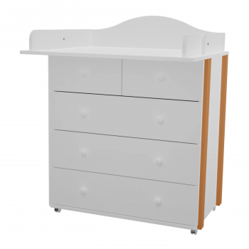 Комод Incanto NUVOLLA LUX 800/5 с широким откидным пеленальным столиком, ЛДСП — Белый/Бук