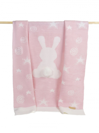 Плед вязаный Ma Licorne 1х1 м. "Lapin" — Rose (розовый)