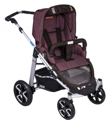 Коляска 2 в 1 Patron Fenix 4C-S (серебряная рама) — tweed bordeaux 664