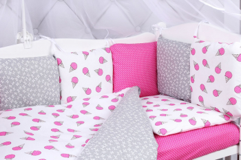 Комплект в кроватку AmaroBaby 15 предметов (3+12 подушек-бортиков) — SWEET (бязь)