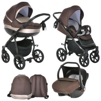 Коляска 3 в 1 Tutis Nanni (2021) — Тем.Шоколад+Кожа Капучино