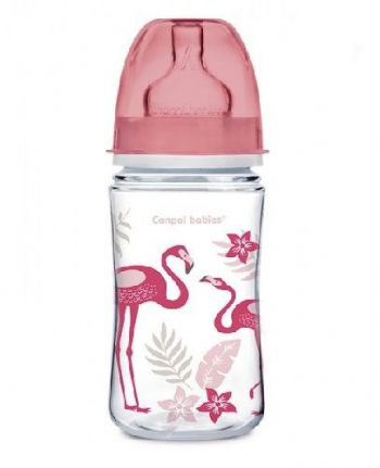 Бутылочка Canpol Jungle PP EasyStart с шир. горлышком, антиколик., арт. 35/227, 240 мл, 3м+ — коралл