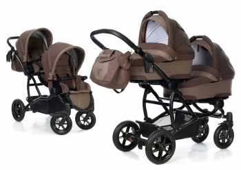 Коляска для двойни 3 в 1 Esspero Duetto (шасси Black) — Coffee