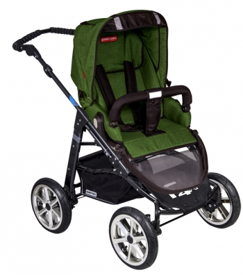 Коляска 3 в 1 Patron Fenix 4XC-B (черная рама) — tweed pea green 666