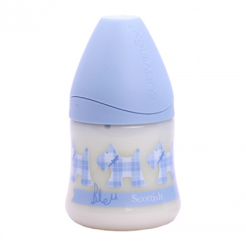 Бутылка Suavinex 150мл "SCOTTISH" с силиконовой анатом. соской от 0-6 м — голубой, собачка