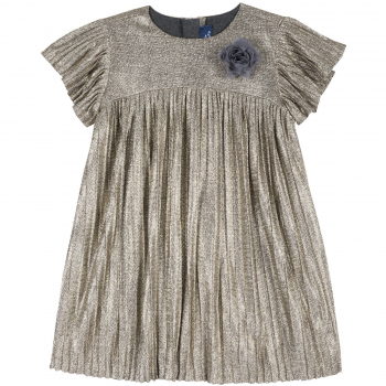 Платье Chicco, принт Плиссировка, короткий рукав, цвет серый — Серый, р.116