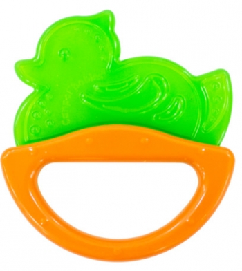Погремушка с эластичным прорезывателем Canpol арт. 13/107, 0+ мес., уточка — зеленый
