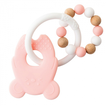 Прорезыватель Nattou Lapidou силикон/дерево — Мышка и Бусинки 879651
