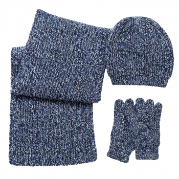 Подарочный набор (шарф, шапка, перчатки) Chicco для мальчиков, цвет тёмно-синий
