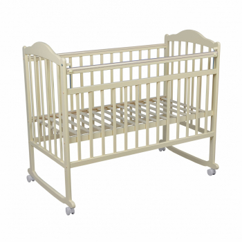 Детская кроватка Мой Малыш "Barney 4"  (колесо-качалка) массив березы — слоновая кость