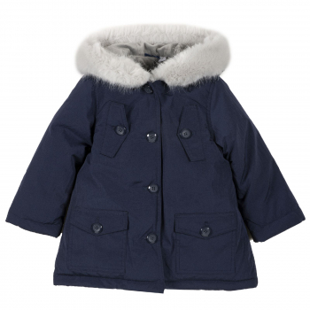 Куртка Chicco для девочек, с белым мехом, цвет тёмно-синий (ошибка)