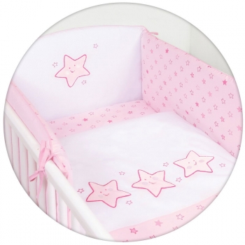 Постельное бельё Ceba Baby с вышивкой 3 предмета — Stars Pink